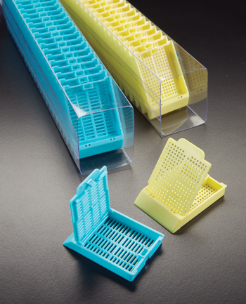 Cassettes de inclusion apilados en tubos de plastico M485 SL &  M486SL